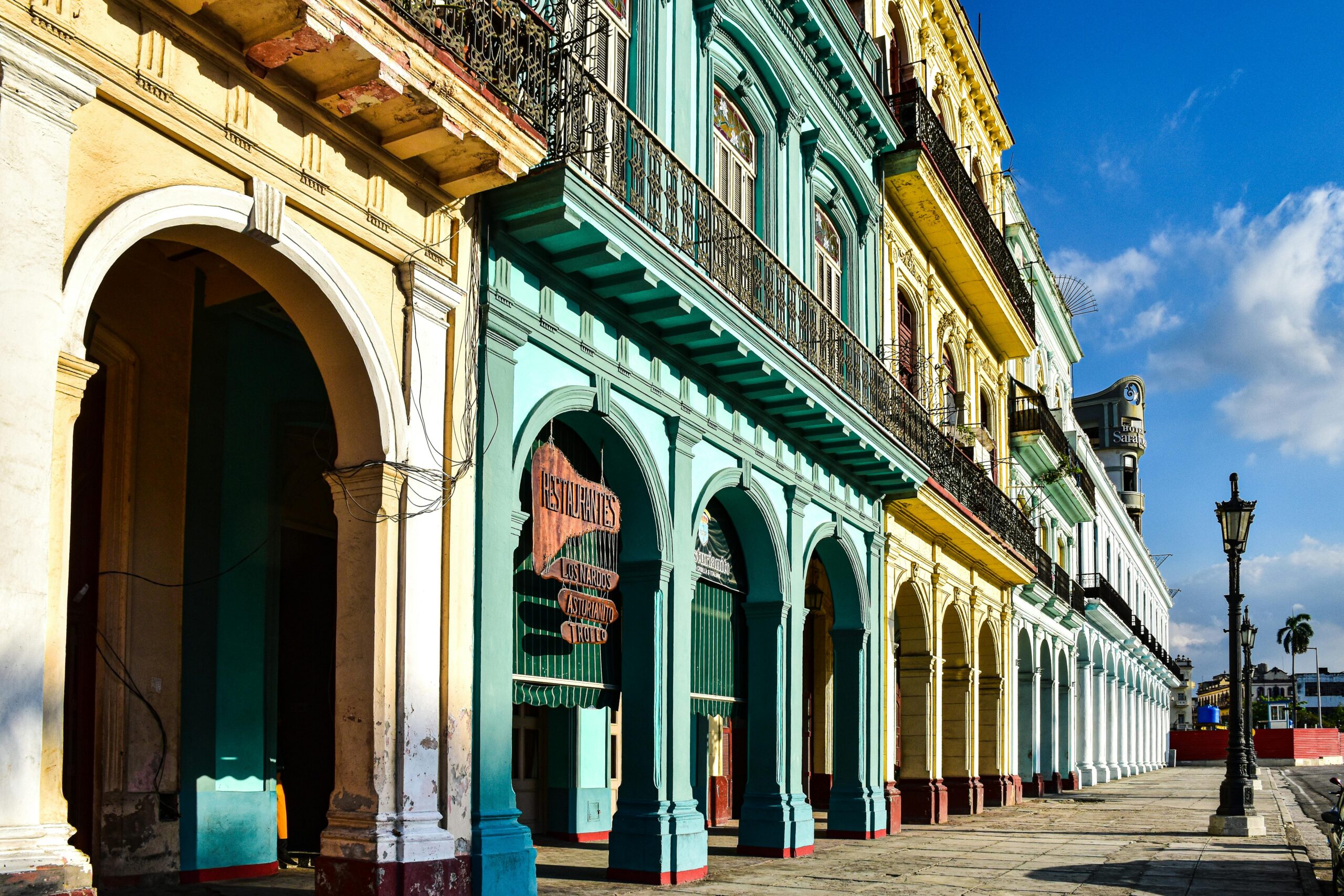 Brightly coloured street in Havana, Cuba