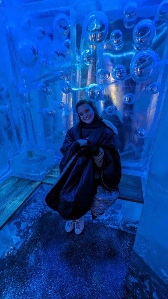 Evelyn in the Ice Bar