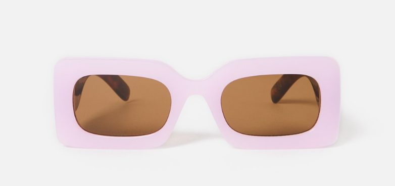 Lilac & Faux Tortoiseshell Wide Arm Rectangular Sunglasses