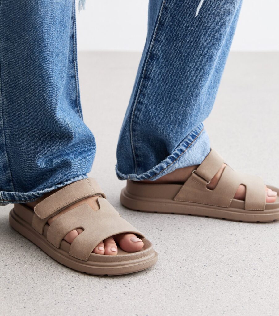 Mink Suedette Flat Sandals from New Look