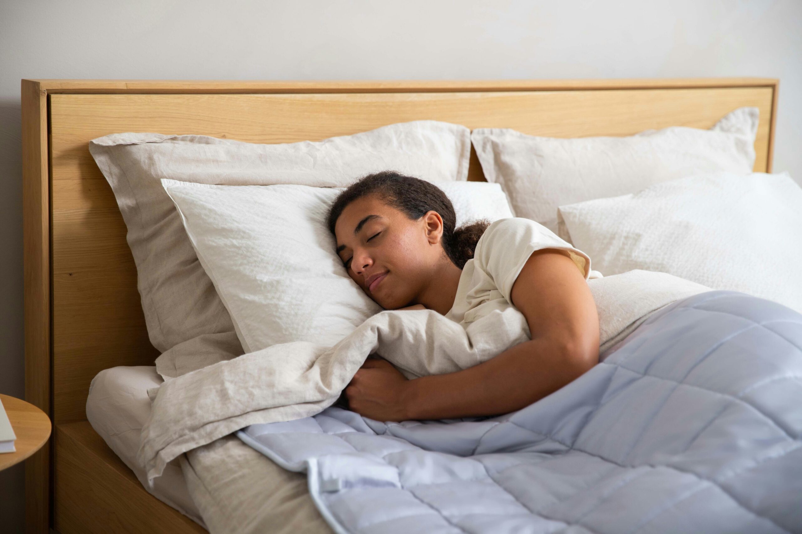 Woman sleeping in her bed