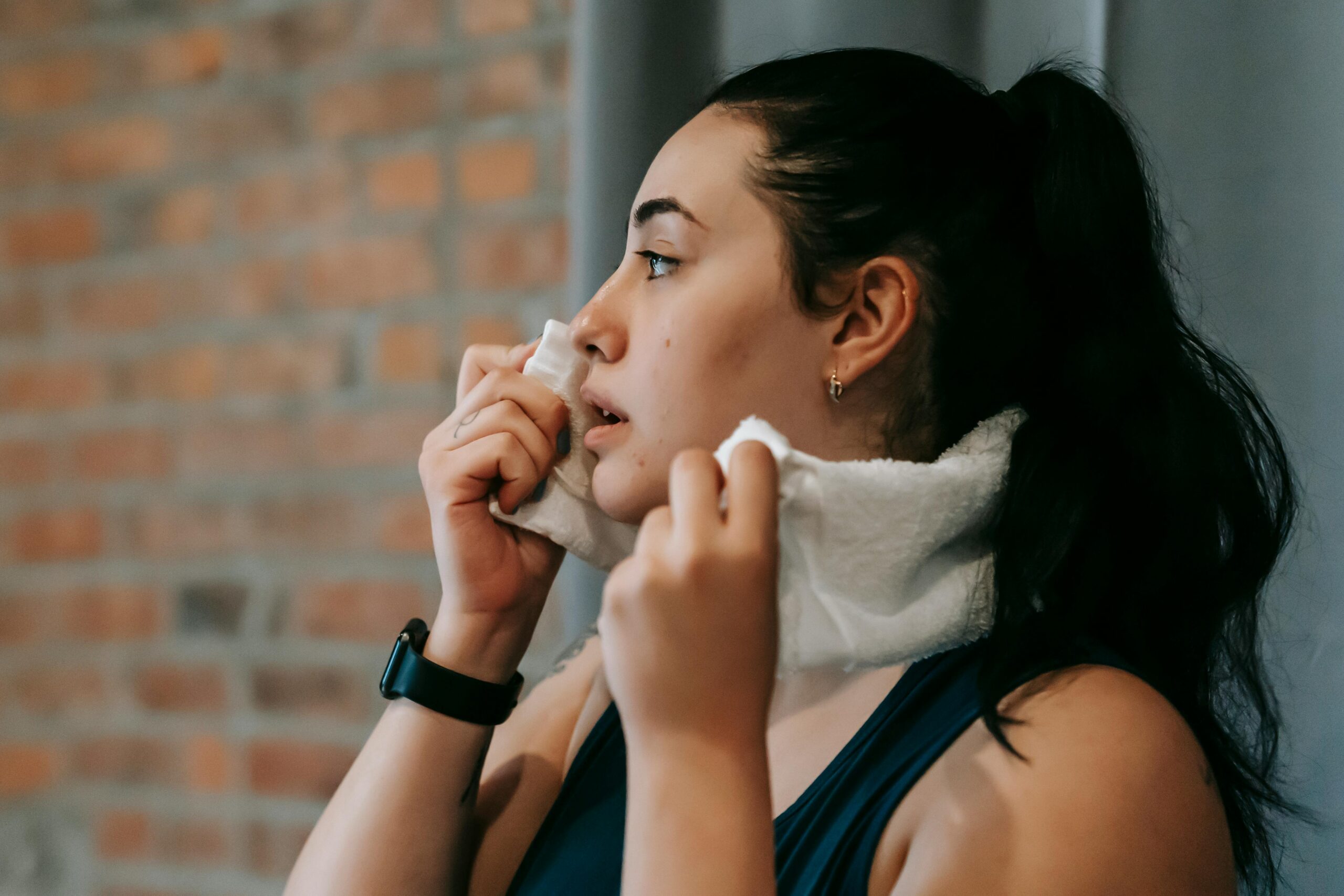 Woman sweating
