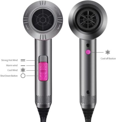 CASAMAA Professional Ionic Hair Dryer grey black on white background