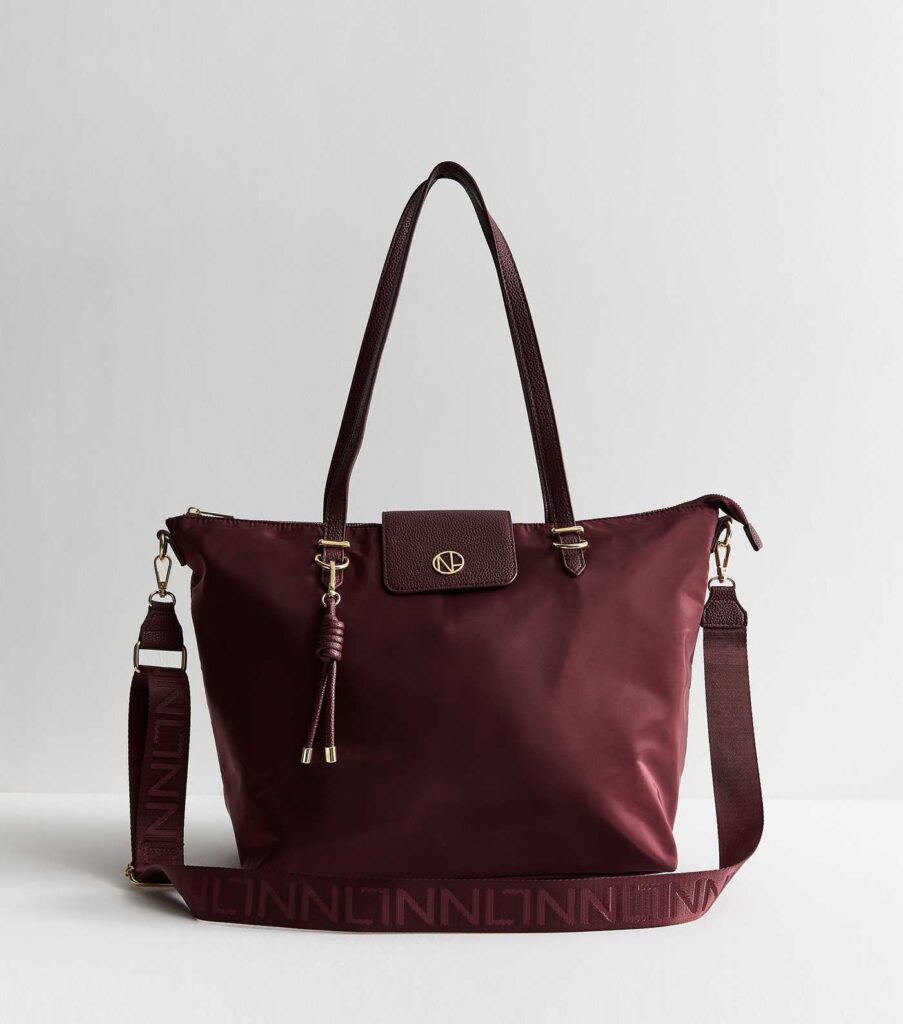 New Look Burgundy Fabric Tote Bag
