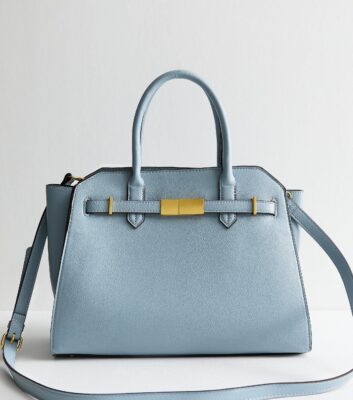 New Look Grained Faux Leather Lock Buckle Tote Bag
