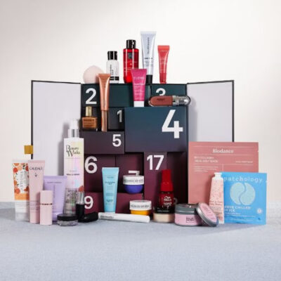 Asos Face + Body 25 Day Advent Calendar 2025, open with some products standing up