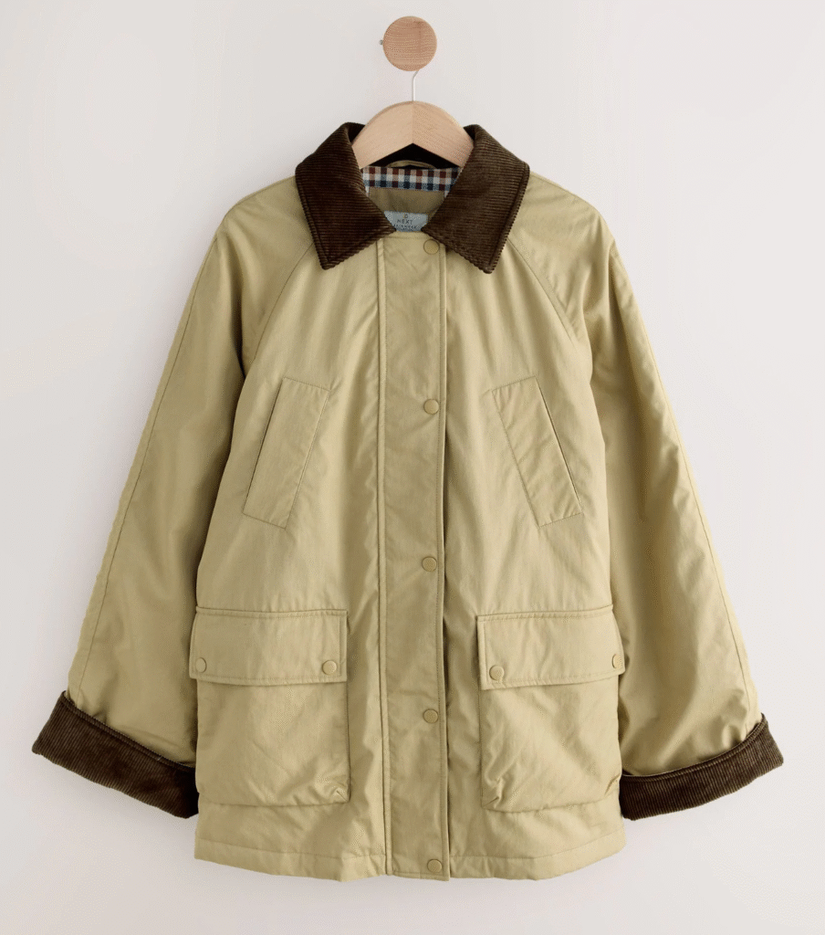 Next Neutral Lightweight Padded Jacket with Cord Collar