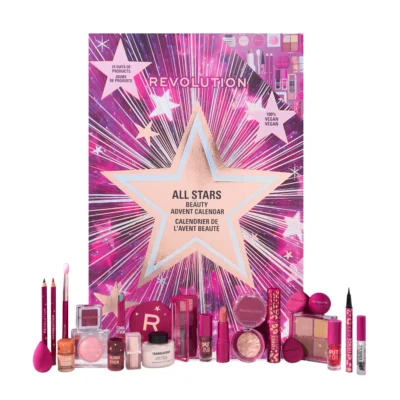 Revolution Beauty Advent Calendar 2025 pink on white background