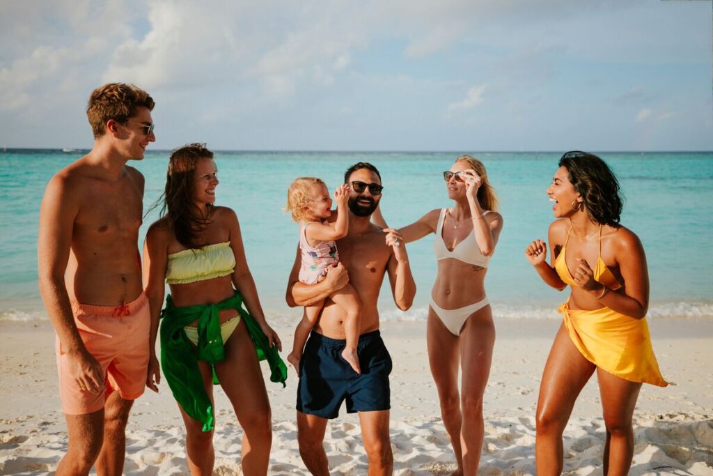 A group of friends at Villa Park in the Maldives 