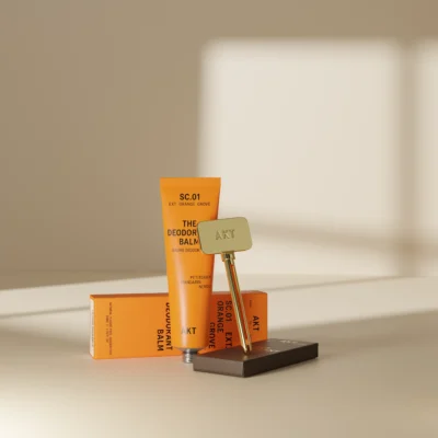 AKT London tube deodorant in orange tube
