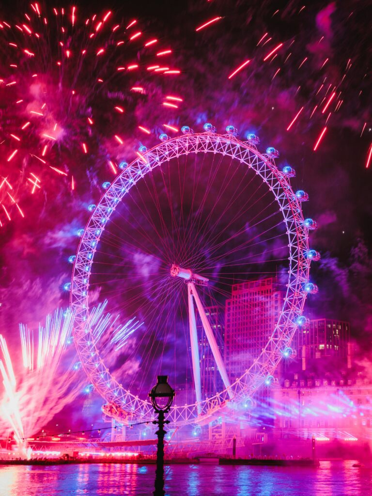 Fireworks around the London Eye