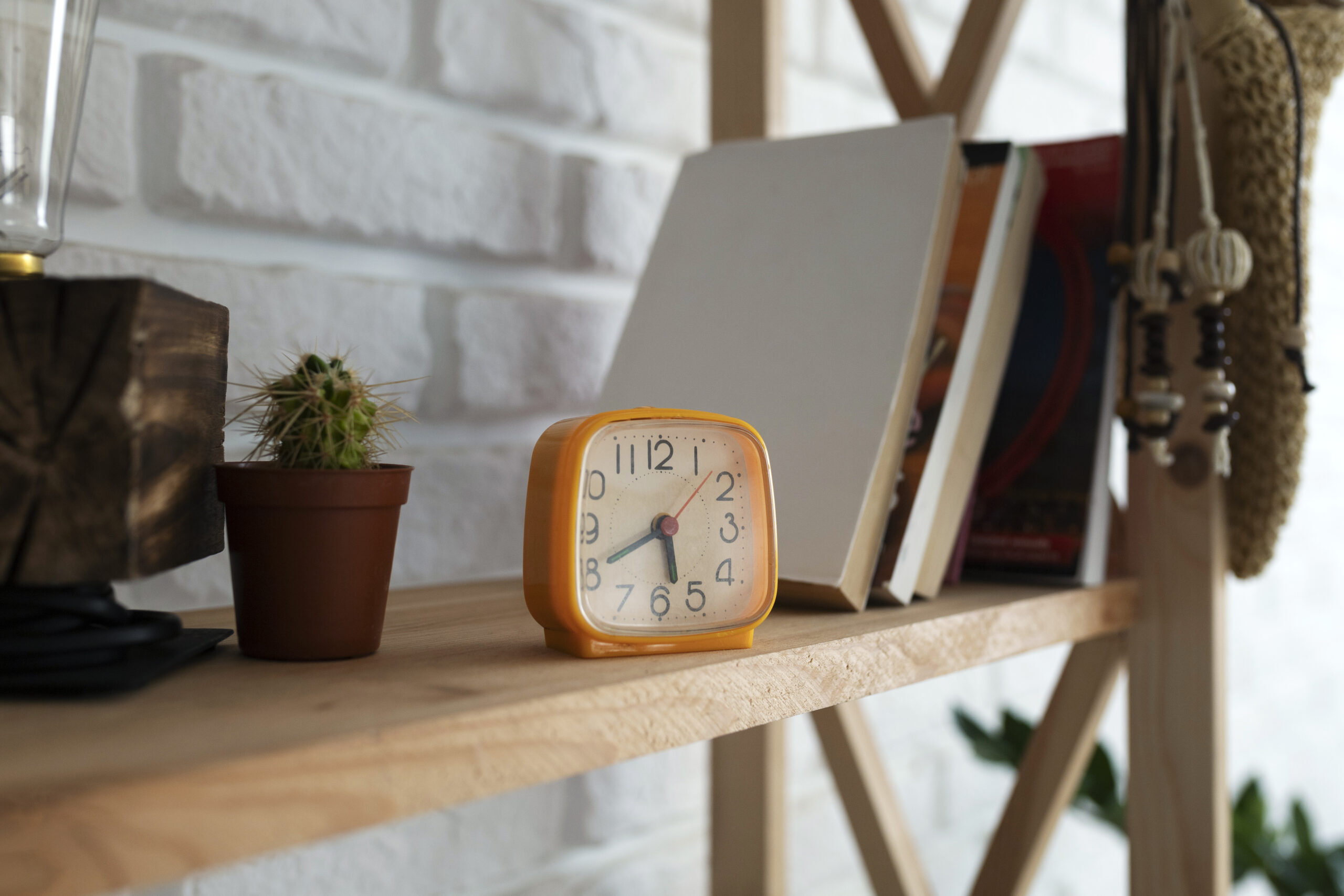 Clock on a shelf