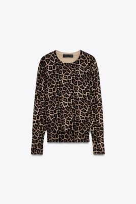 Animal print knit jumper