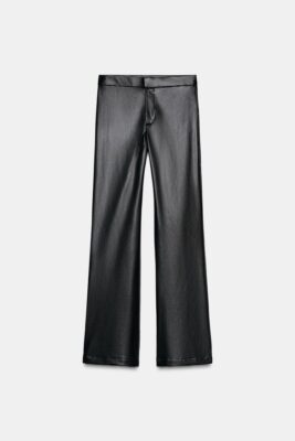 Faux-leather flare trousers