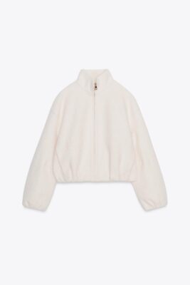 Bouclé high-neck jacket