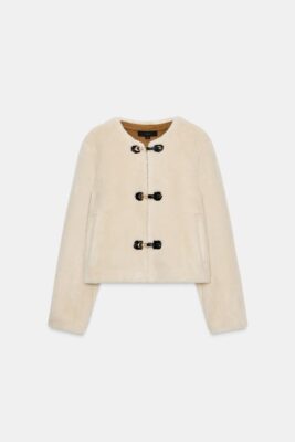 Faux-fur jacket with fireman clasp