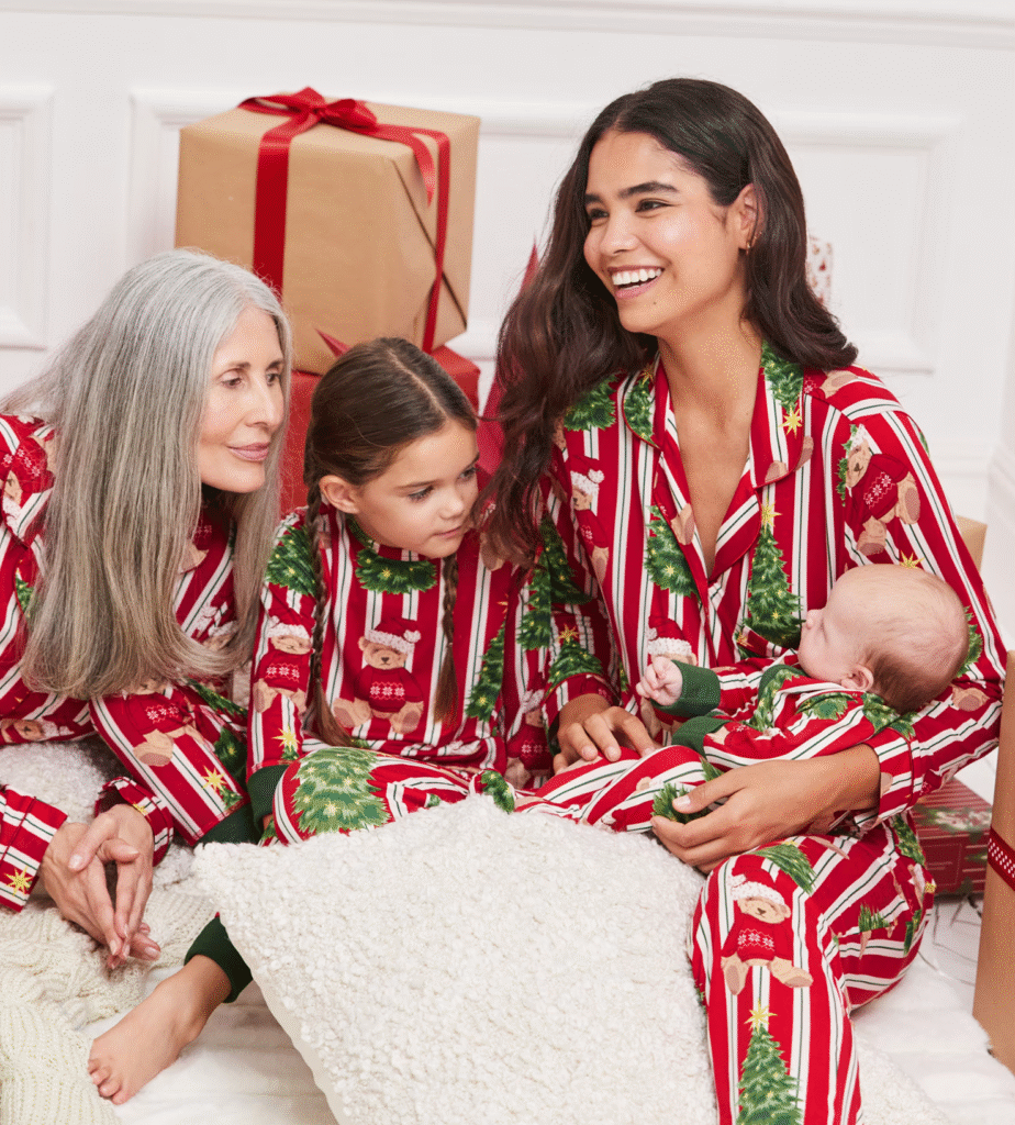 M&S Bear Print Family Christmas Pyjama Set