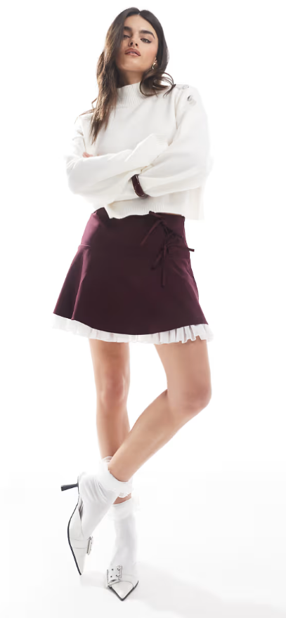 Miss Selfridge Flippy Mini Skirt With Bows
