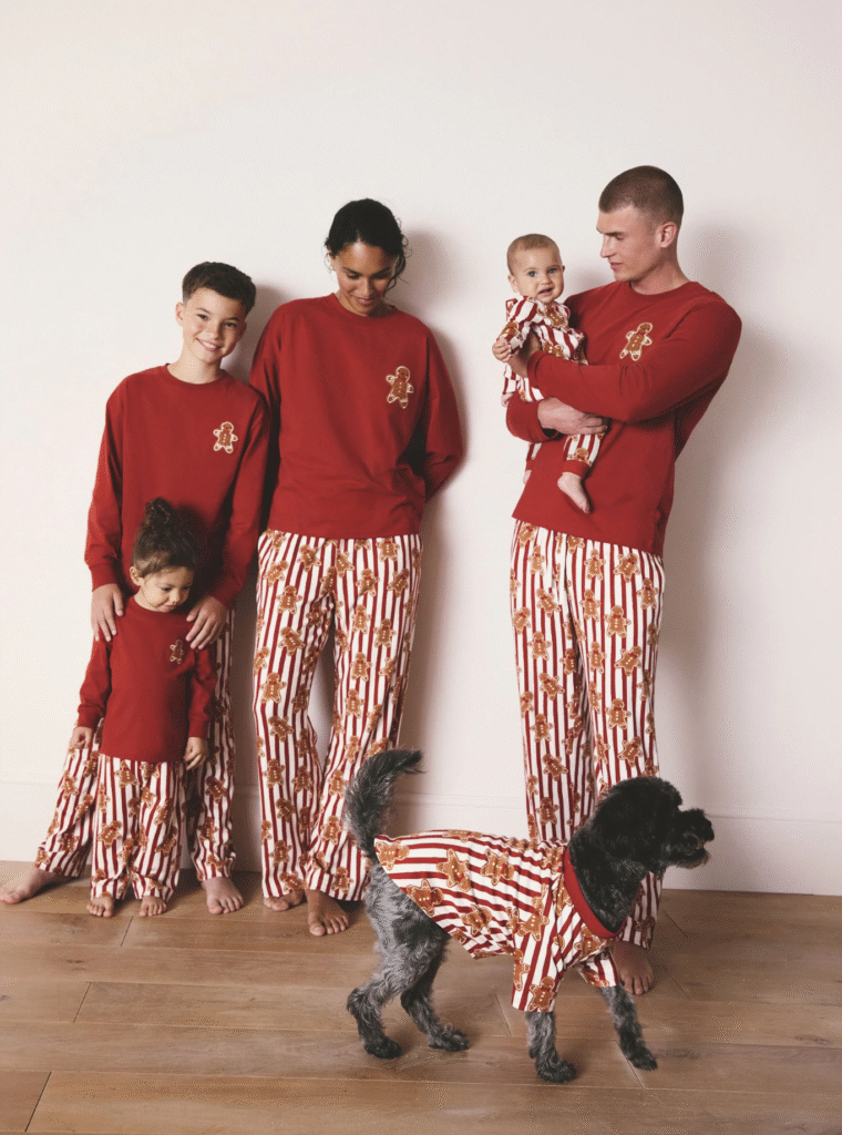 Red Gingerbread Matching Family Christmas Cosy Long Sleeve Pyjamas