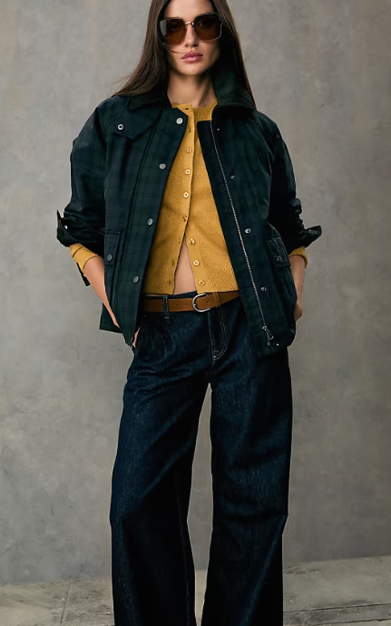 Stradivarius Waxed Check Parka