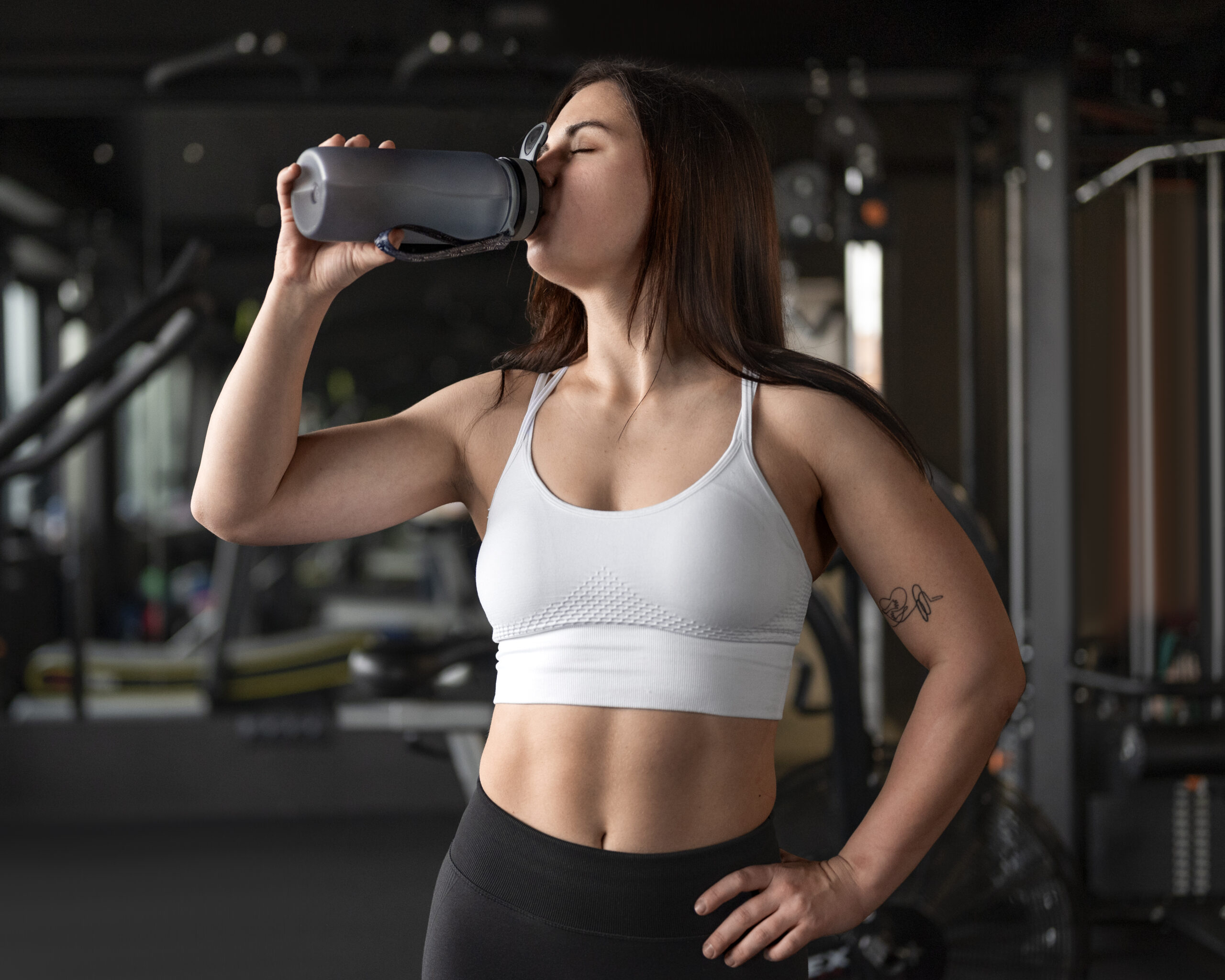 Woman drinking a protein shake