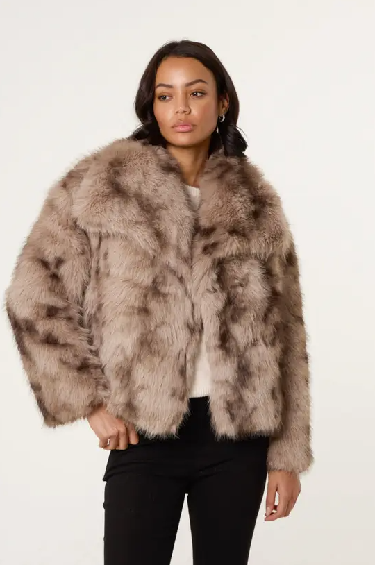 Light Brown Faux Fur Coat from Blue Vanilla