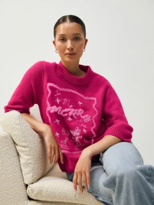 Merry Era Tinsel Graphic Christmas Jumper