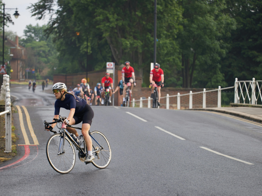 woman in bike race in UK