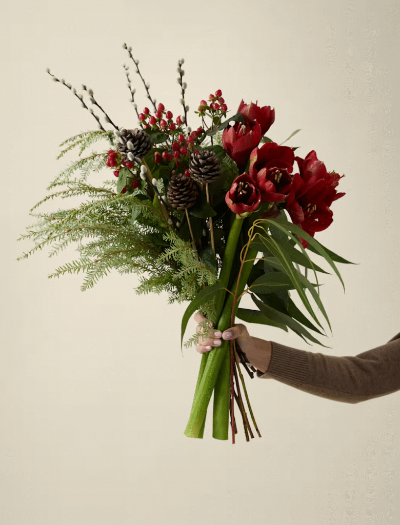 Kelly Hoppen Red Amaryllis Christmas Bouquet