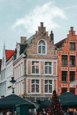 Colourful buildings in Bruges Belgium