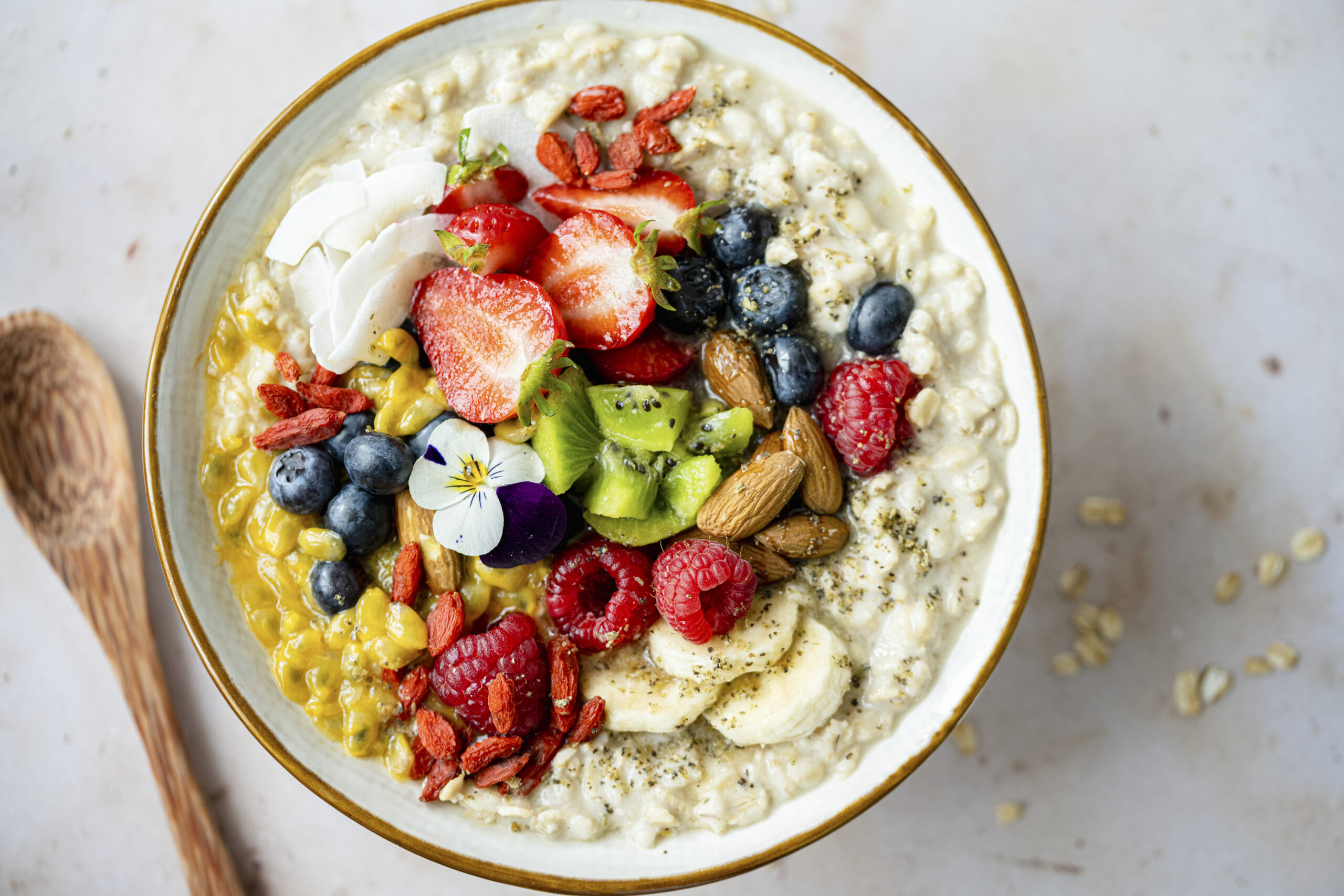 Bowl of porridge with fruits
