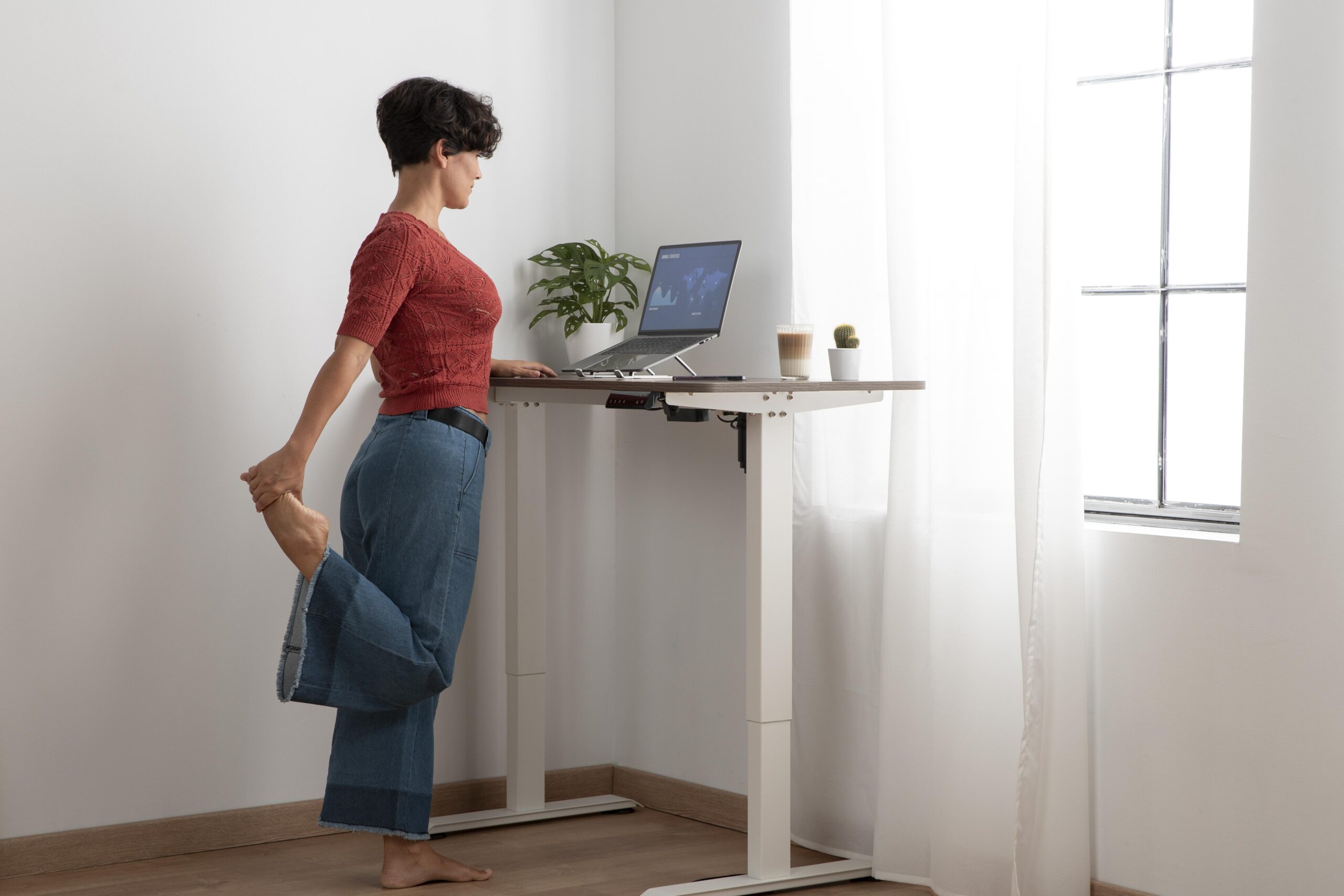 Woman using a standing desk
