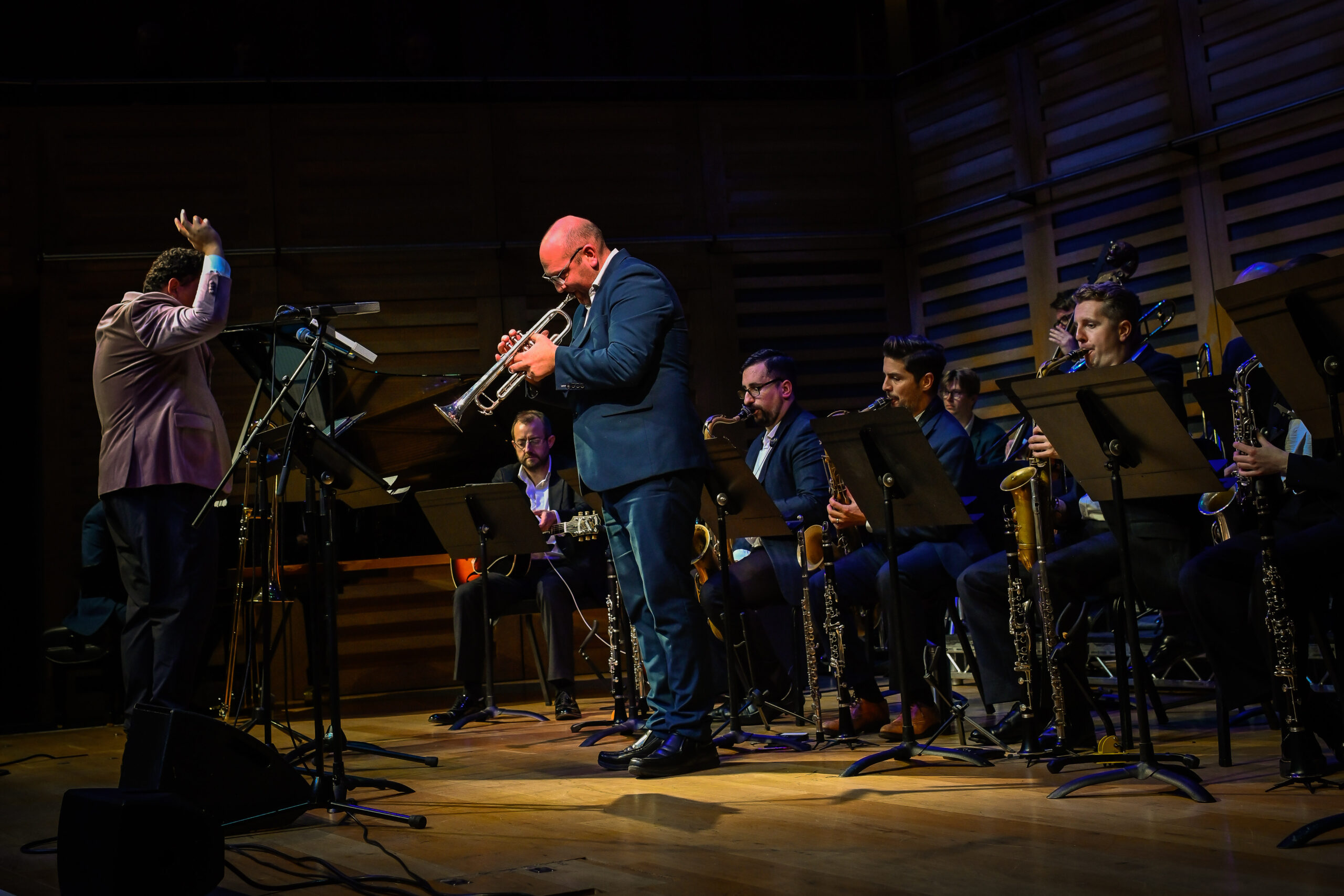 Love In Full Swing concert Kings Place Jazz Orchestra with Claire Martin man playing trumpet and orchestra with conductor