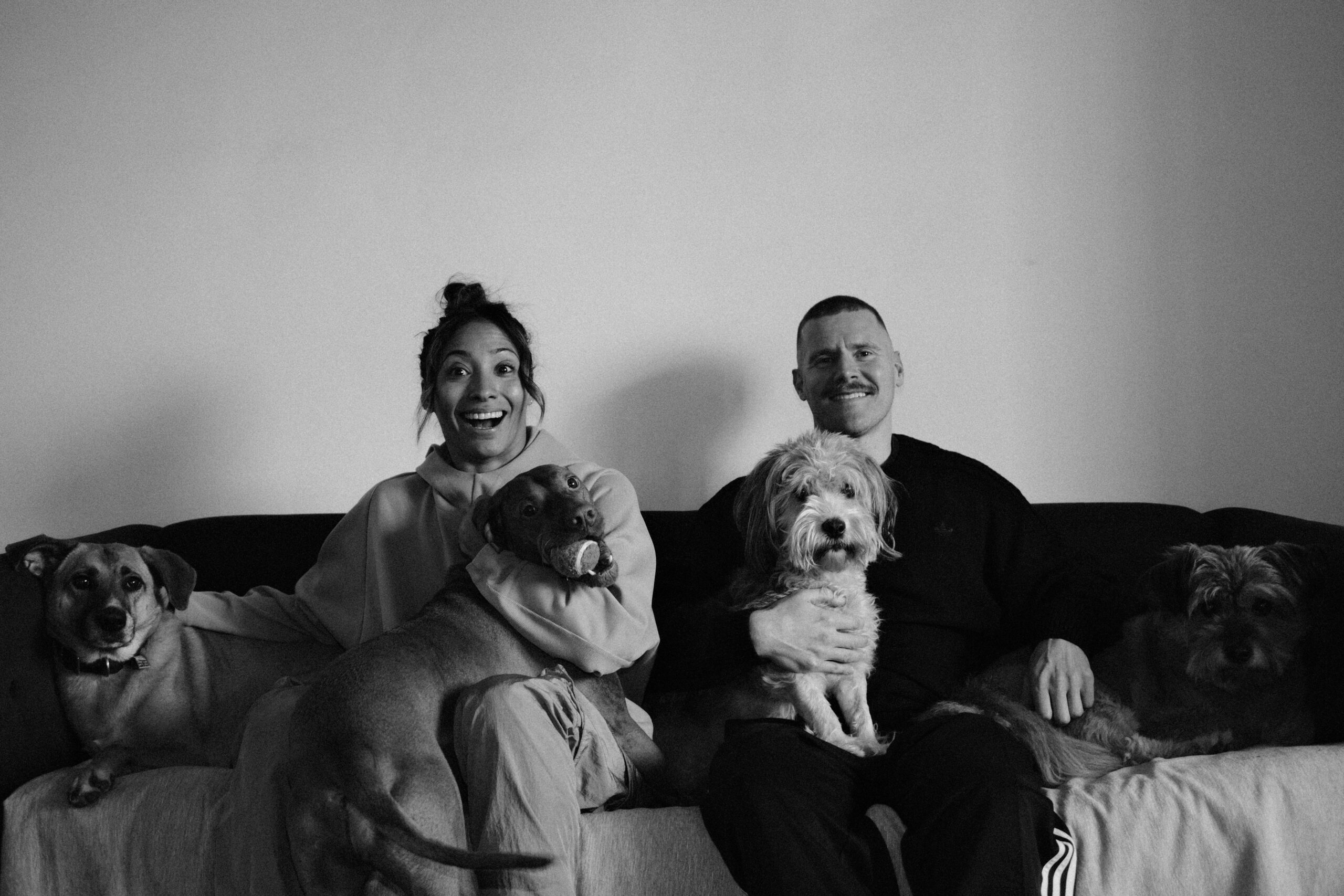 black and white image of Karen Hauer and her partner