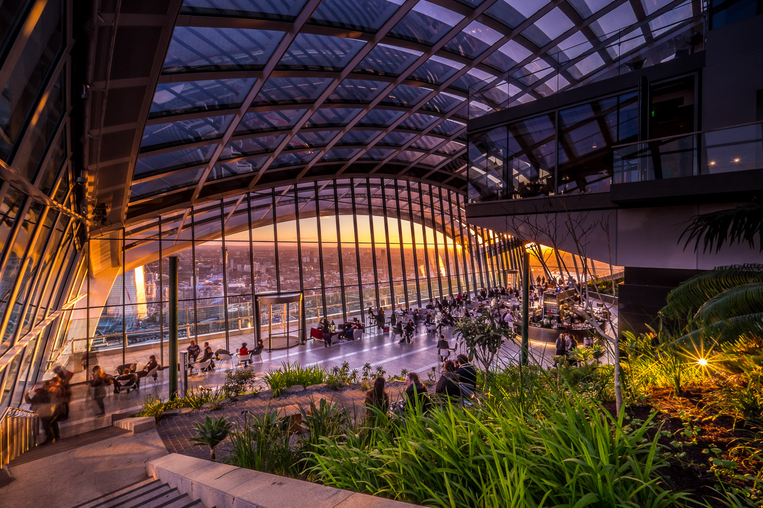 View of the Sky Garden at sunset