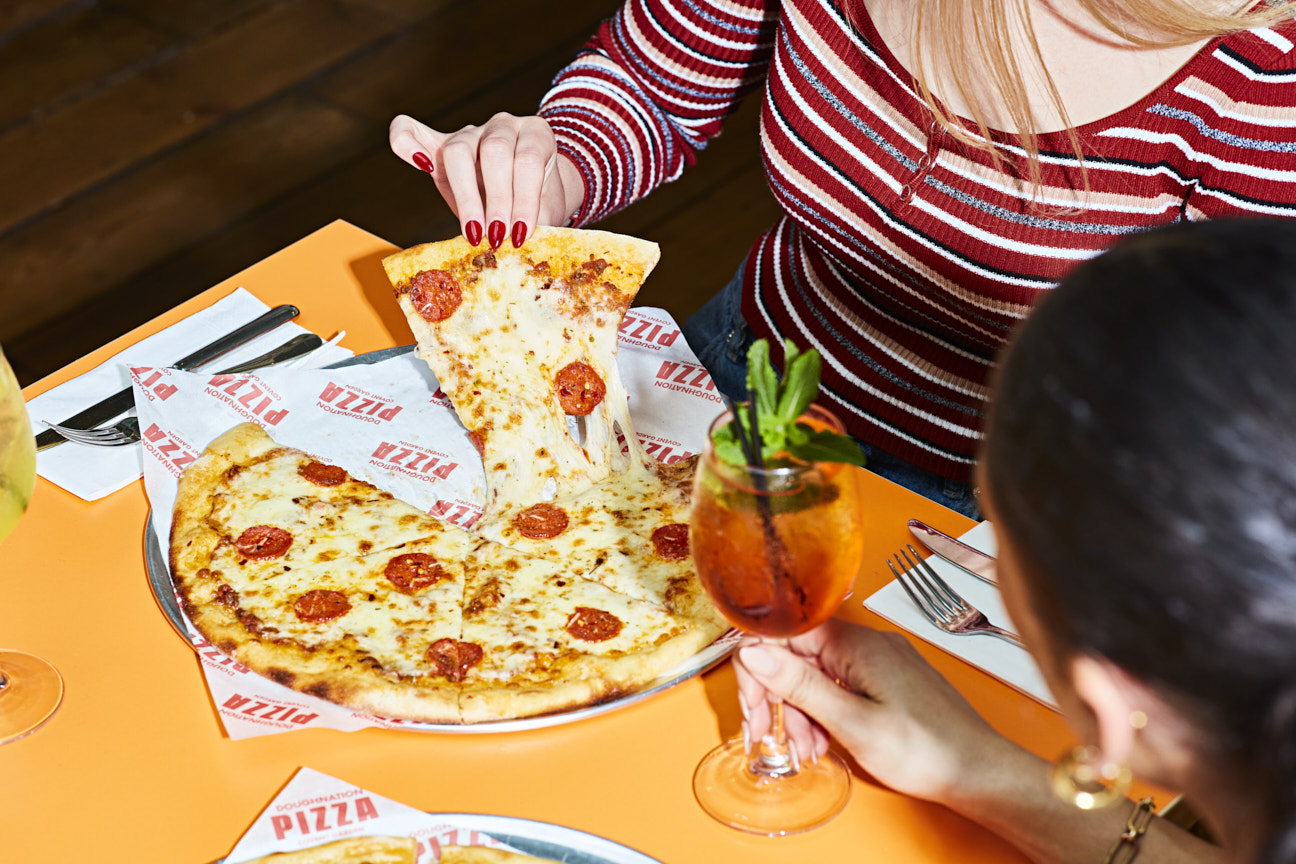 Pepperoni pizza and Aperol Spritz