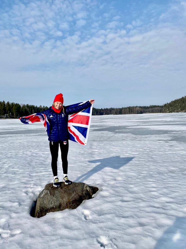 Mani Cooper holds a Team GB flag