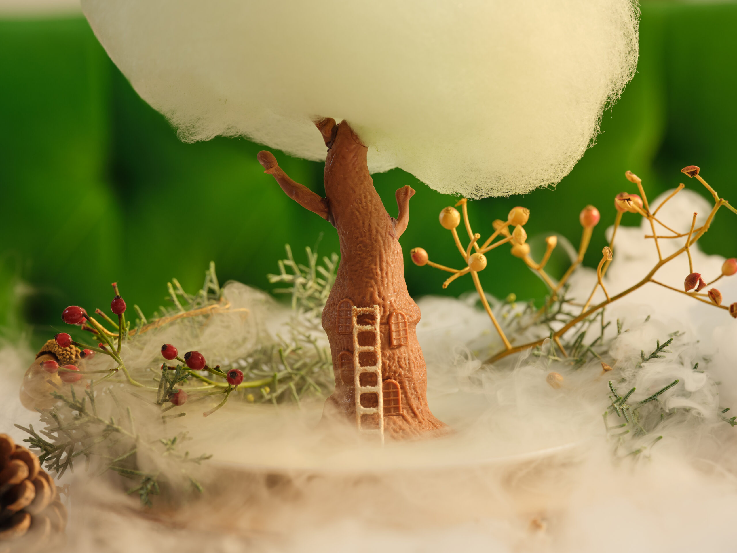close up of a cake tree with a ladder