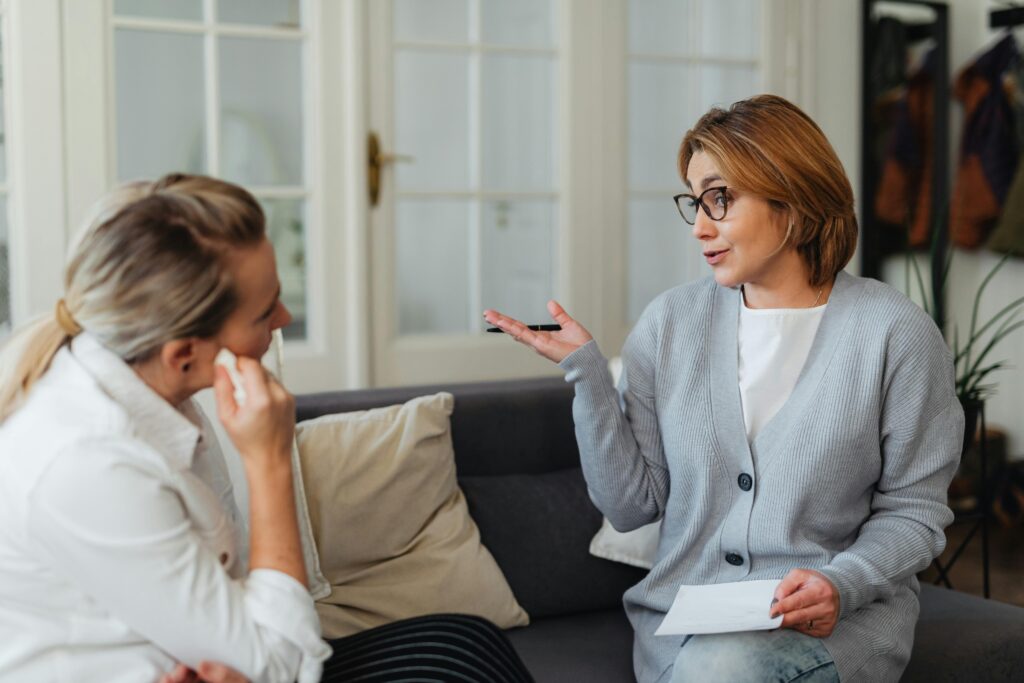 Woman getting checked by doctor