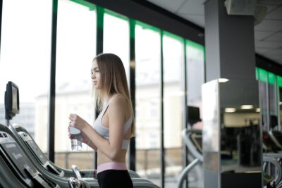 Woman walking on treadmill