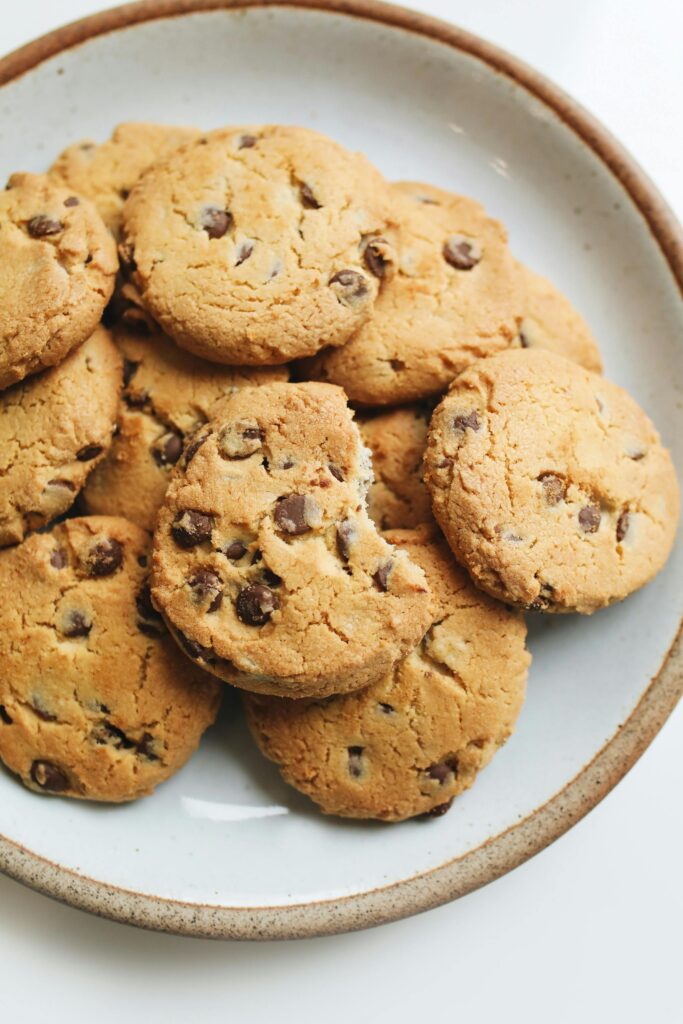 plate of chocolate chip cookies