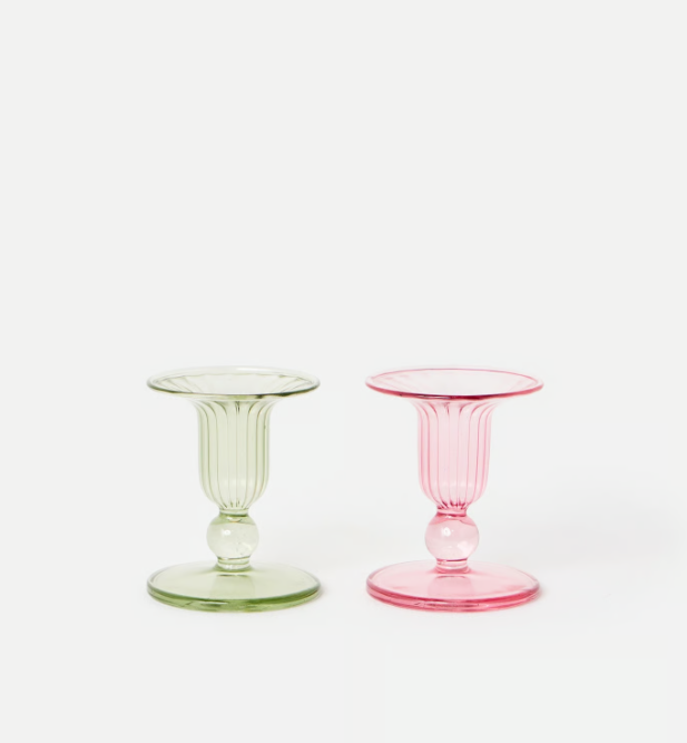Lucia Glass Candlestick Holders Set of Two