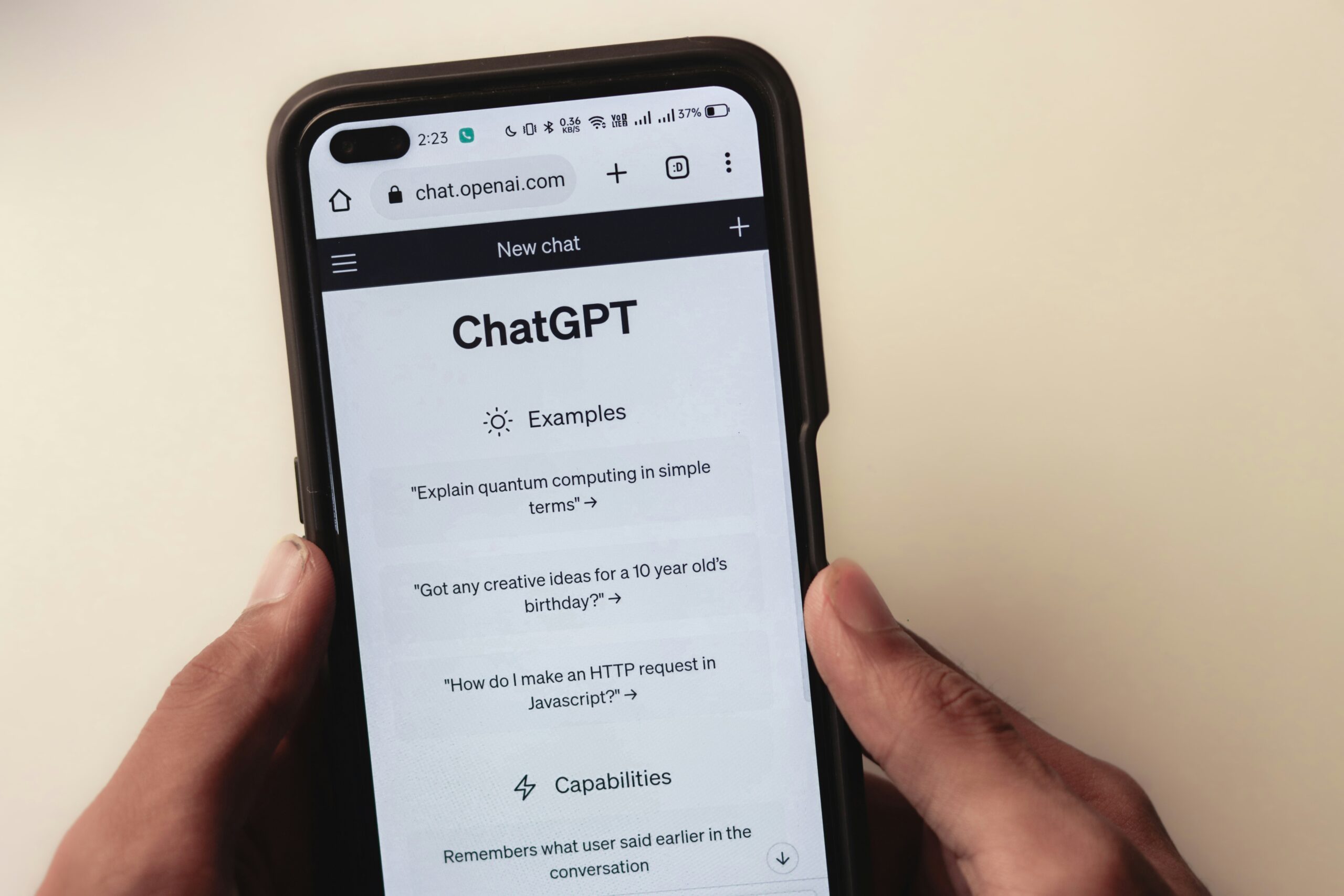 ChatGPT on a phone