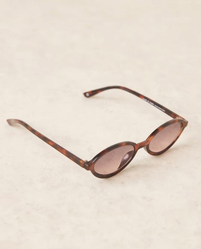 ASOS Design Slim Oval Sunglasses in tort