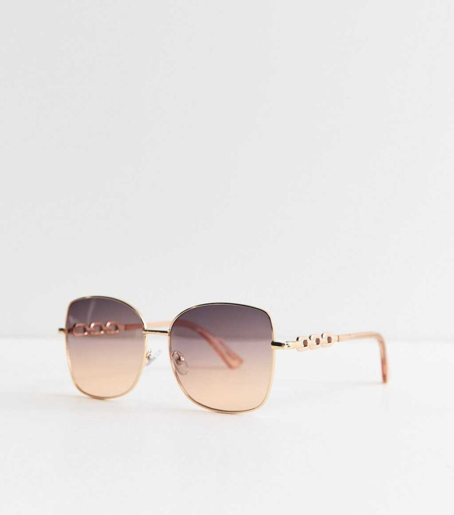New Look Gold Tone Gradient Square Sunglasses