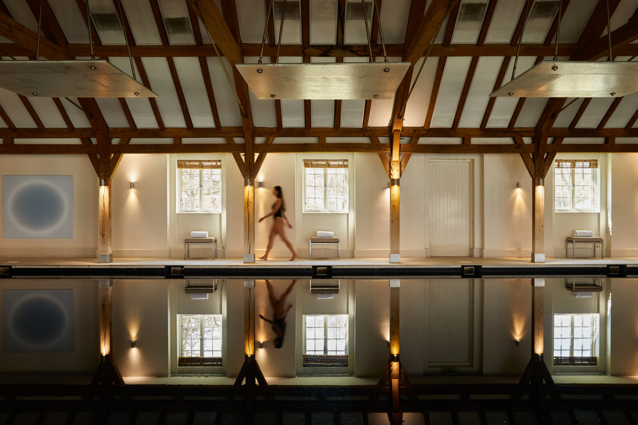 The Grove black tile pool