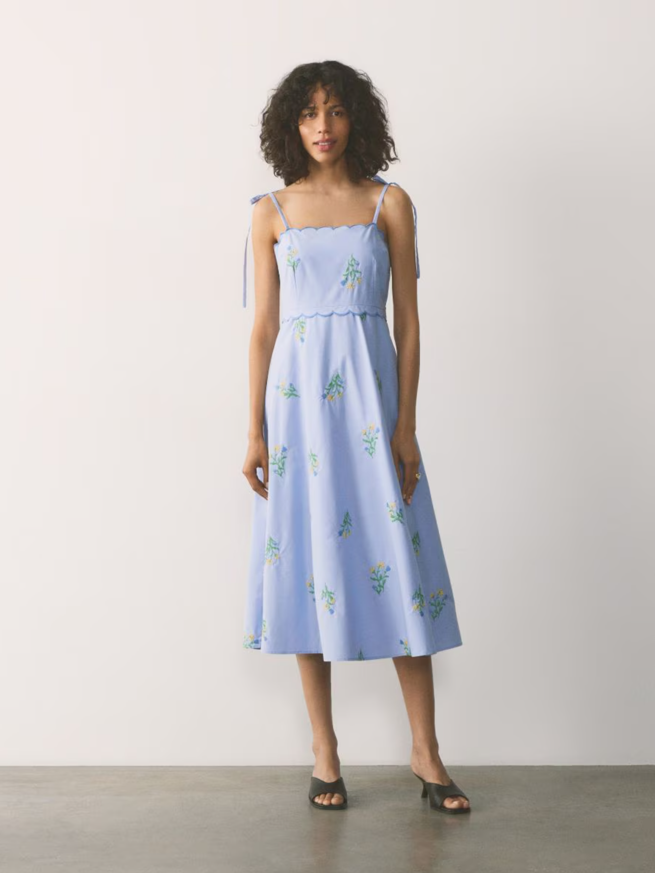 Reserved Cotton Dress with Embroidery Detailing
