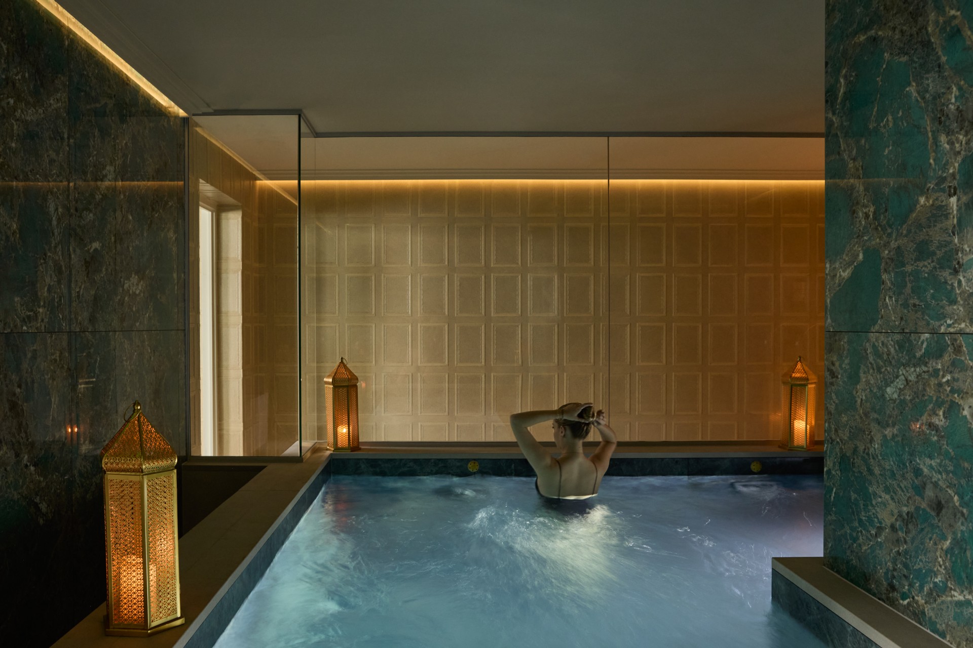 Woman at the indoor spa at Milestone Hotel London