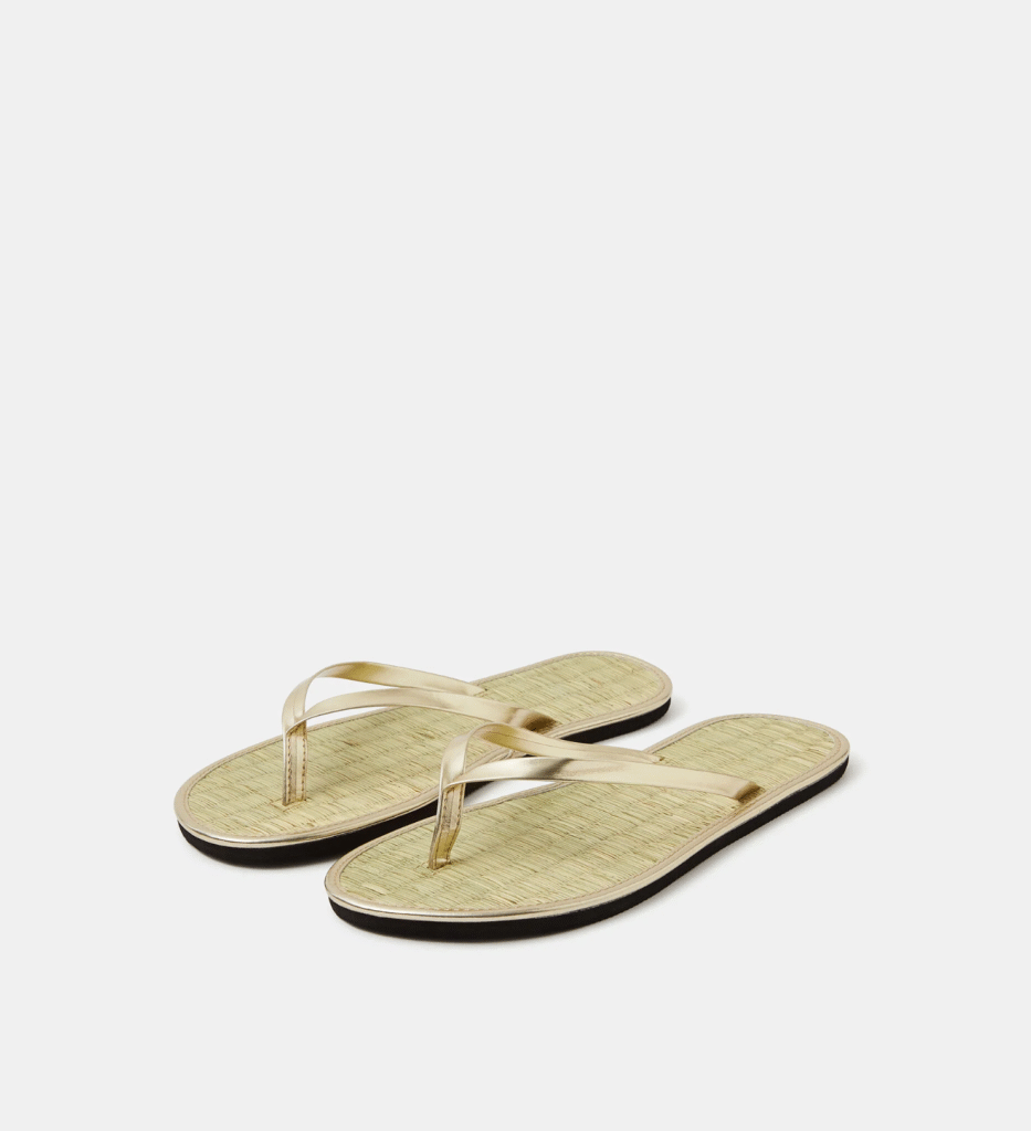 Accessorize Plain Seagrass Flip-Flops Gold