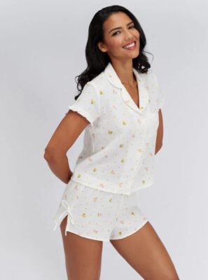 Boux Avenue lemon cotton short pyjama set